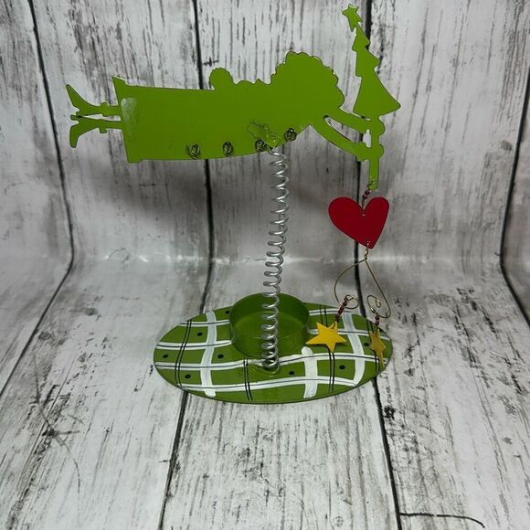 Metal Santa Candle Holder Christmas Decor Springs Green Red - Picture 5 of 6